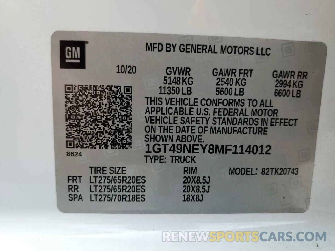 12 Photograph of a damaged car 1GT49NEY8MF114012 GMC SIERRA 2021