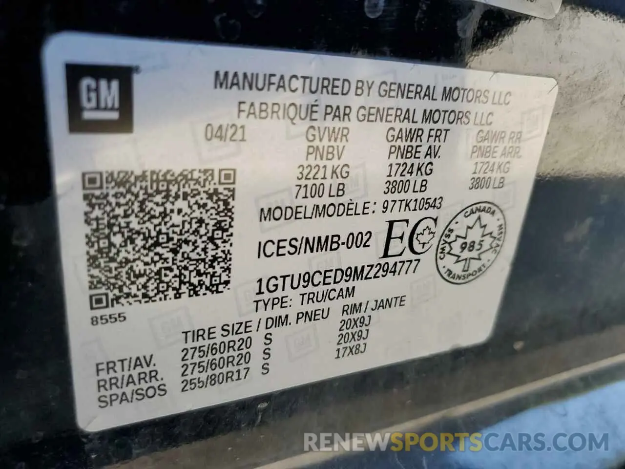 12 Photograph of a damaged car 1GTU9CED9MZ294777 GMC SIERRA 2021