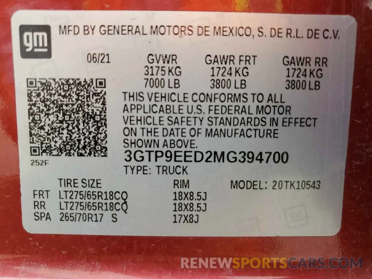 12 Photograph of a damaged car 3GTP9EED2MG394700 GMC SIERRA 2021