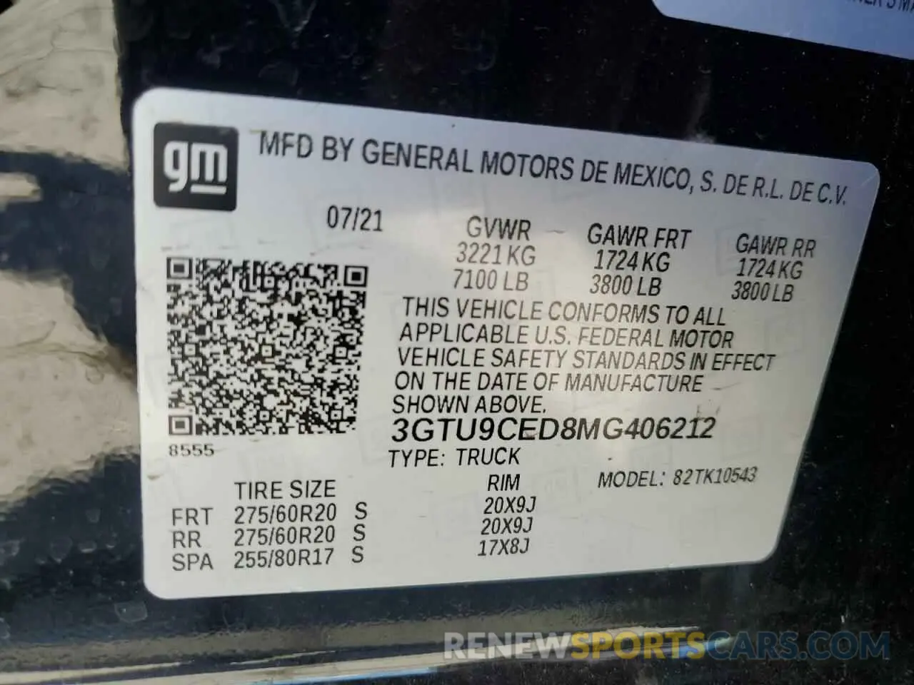 13 Photograph of a damaged car 3GTU9CED8MG406212 GMC SIERRA 2021