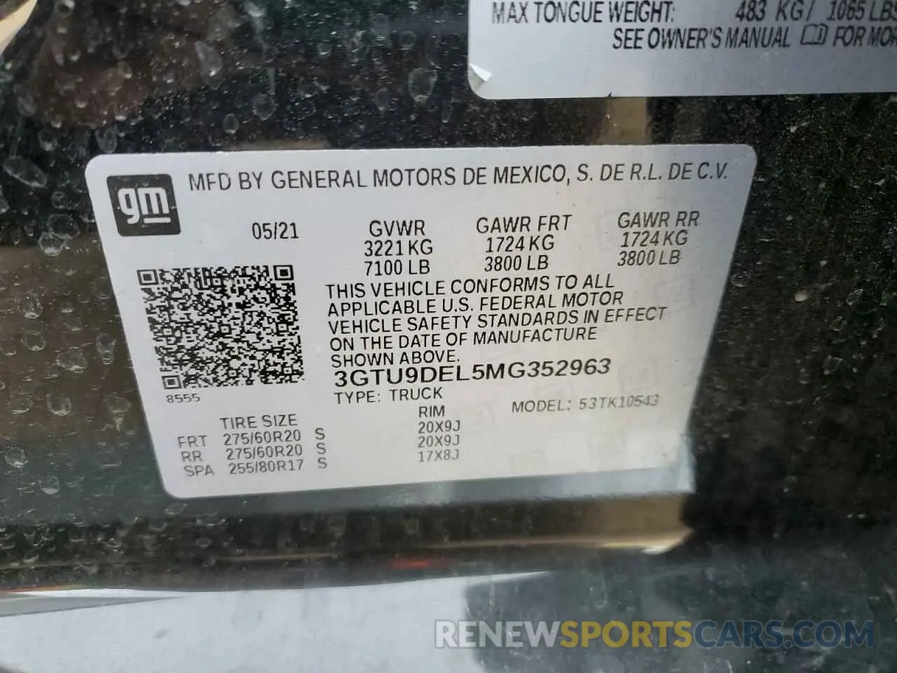 12 Photograph of a damaged car 3GTU9DEL5MG352963 GMC SIERRA 2021
