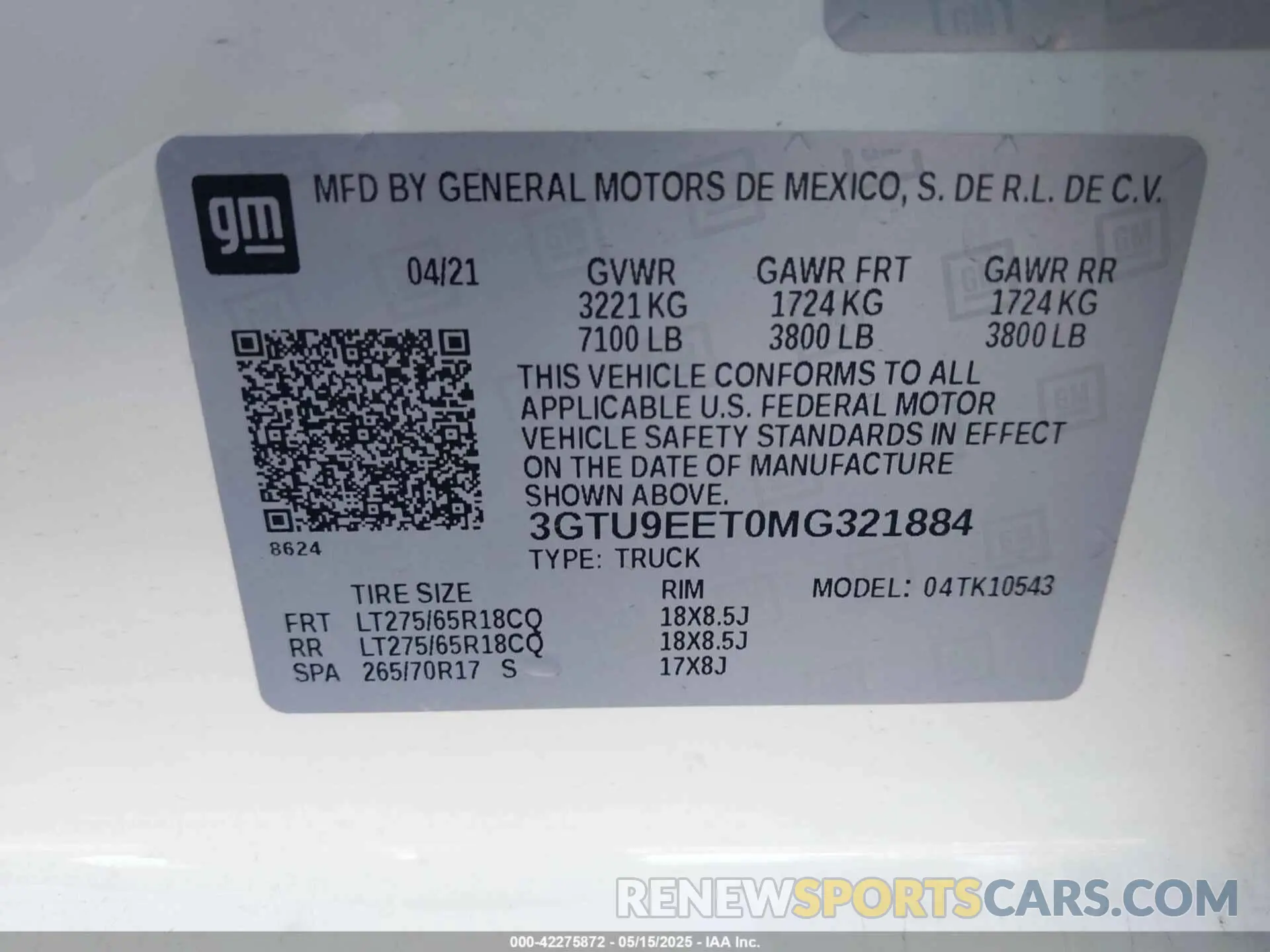 9 Photograph of a damaged car 3GTU9EET0MG321884 GMC SIERRA 2021
