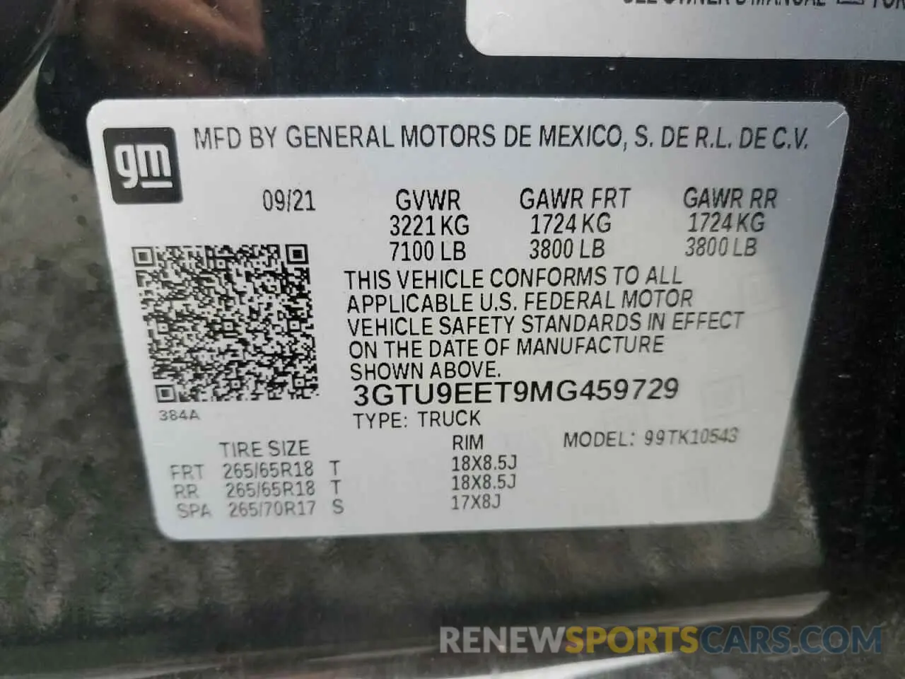 14 Photograph of a damaged car 3GTU9EET9MG459729 GMC SIERRA 2021