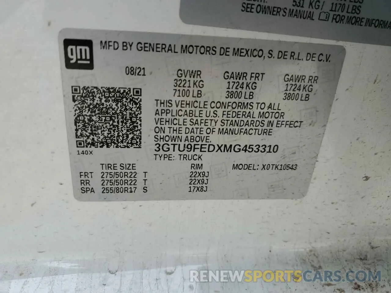 14 Photograph of a damaged car 3GTU9FEDXMG453310 GMC SIERRA 2021