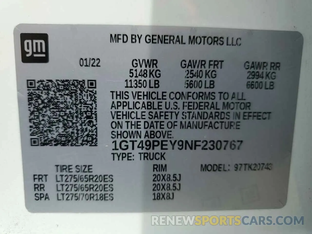 13 Photograph of a damaged car 1GT49PEY9NF230767 GMC SIERRA 2022