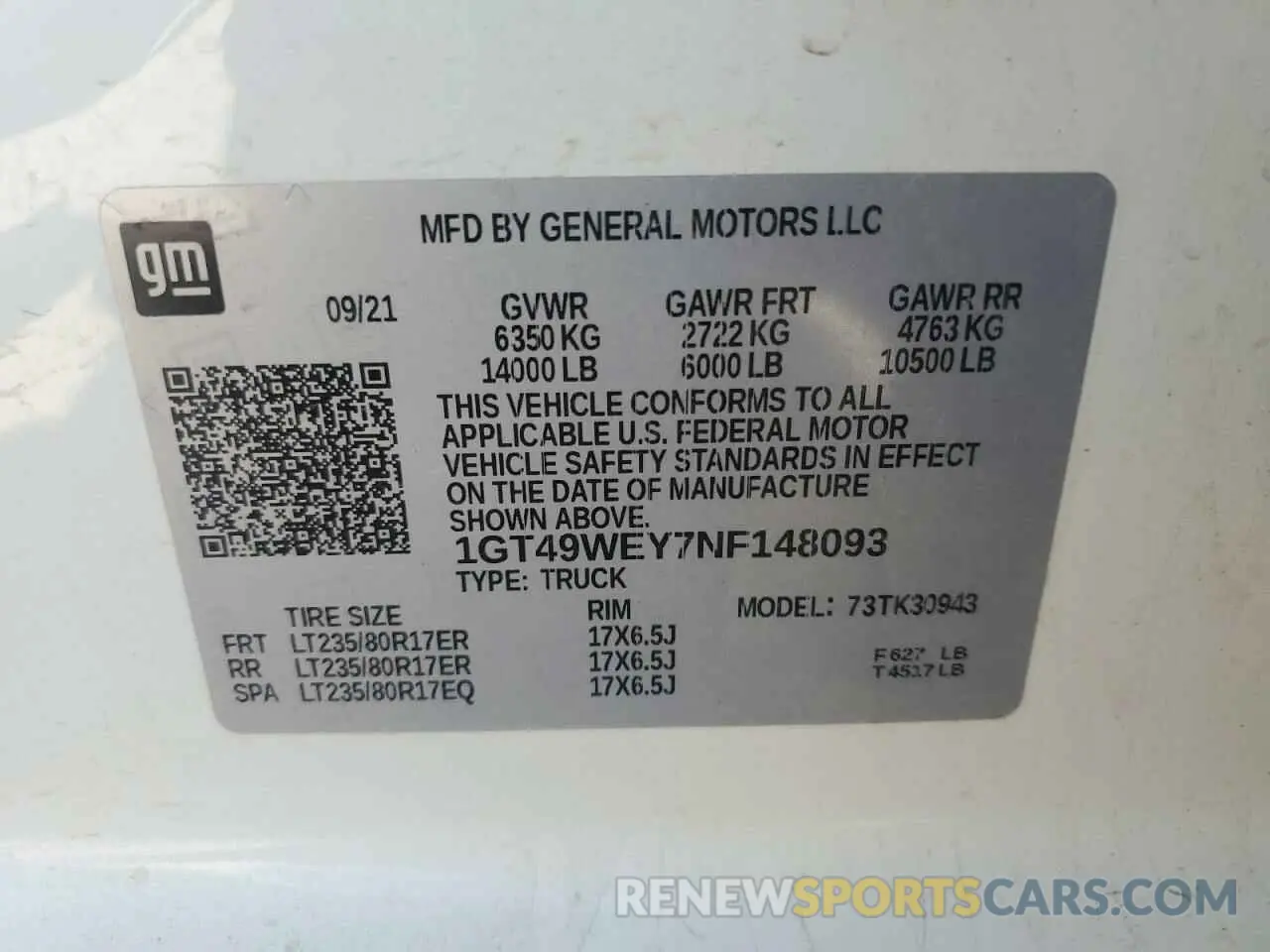 12 Photograph of a damaged car 1GT49WEY7NF148093 GMC SIERRA 2022