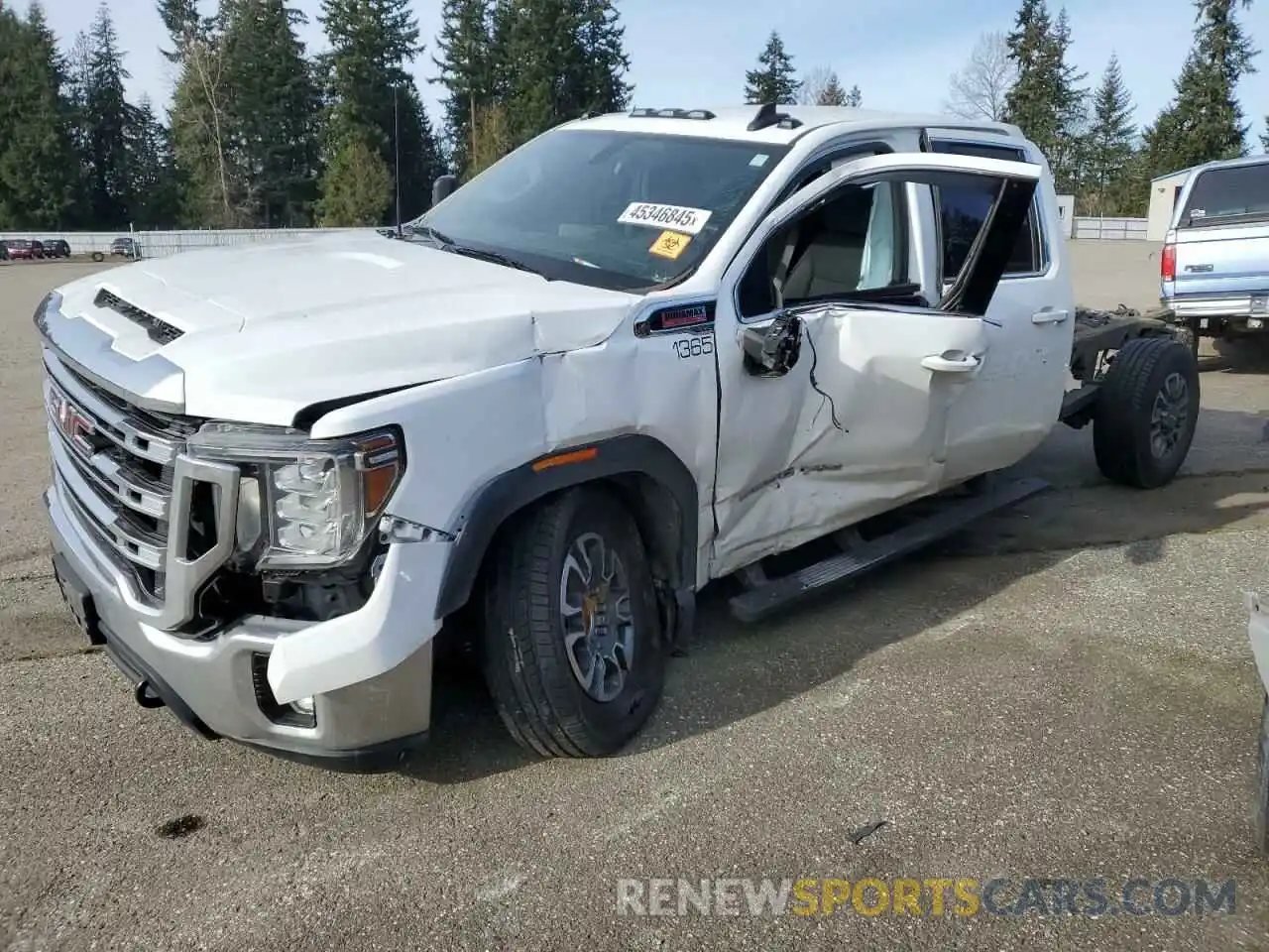 1 Photograph of a damaged car 1GT58MEY6NF165155 GMC SIERRA 2022