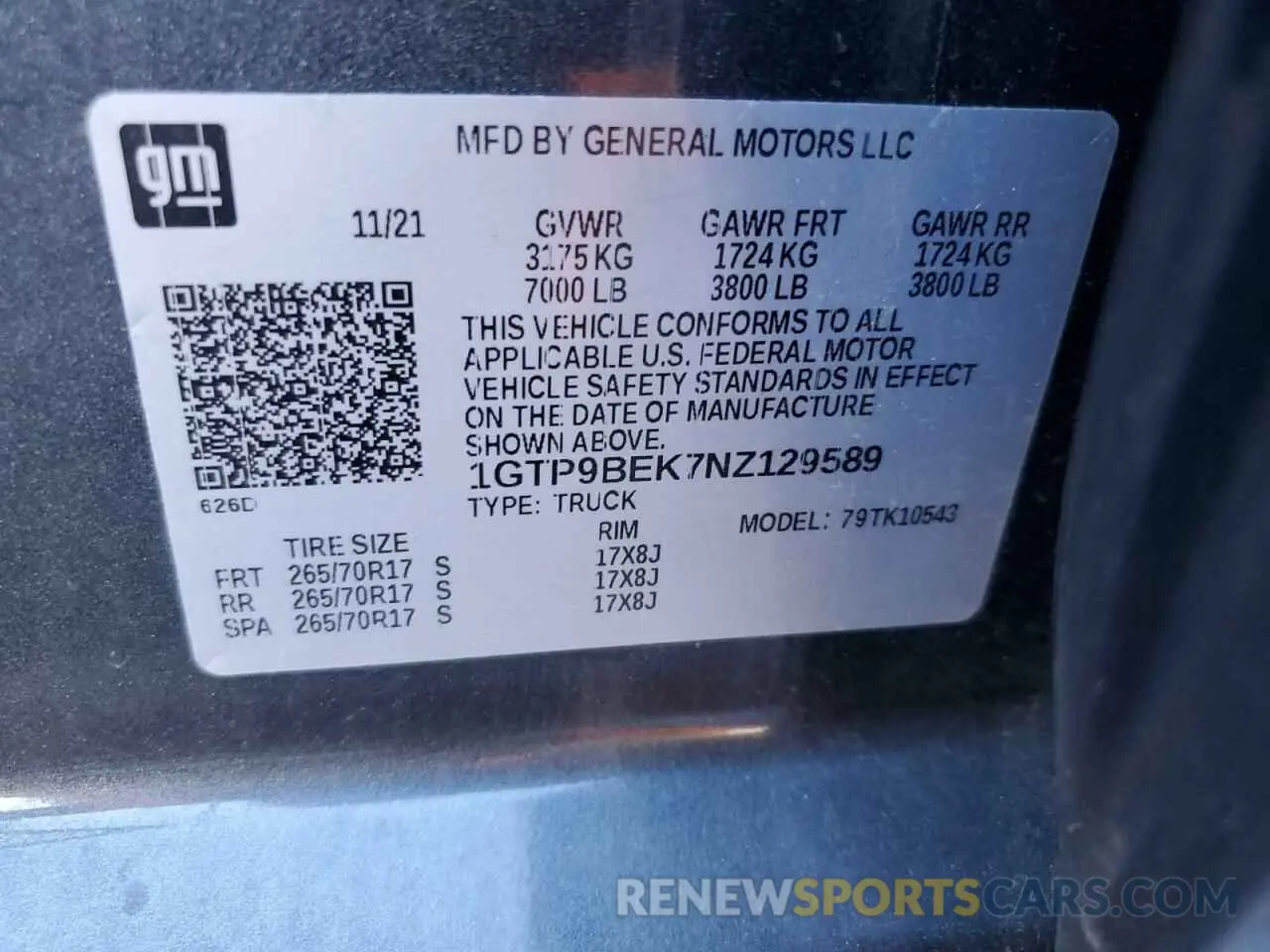 12 Photograph of a damaged car 1GTP9BEK7NZ129589 GMC SIERRA 2022