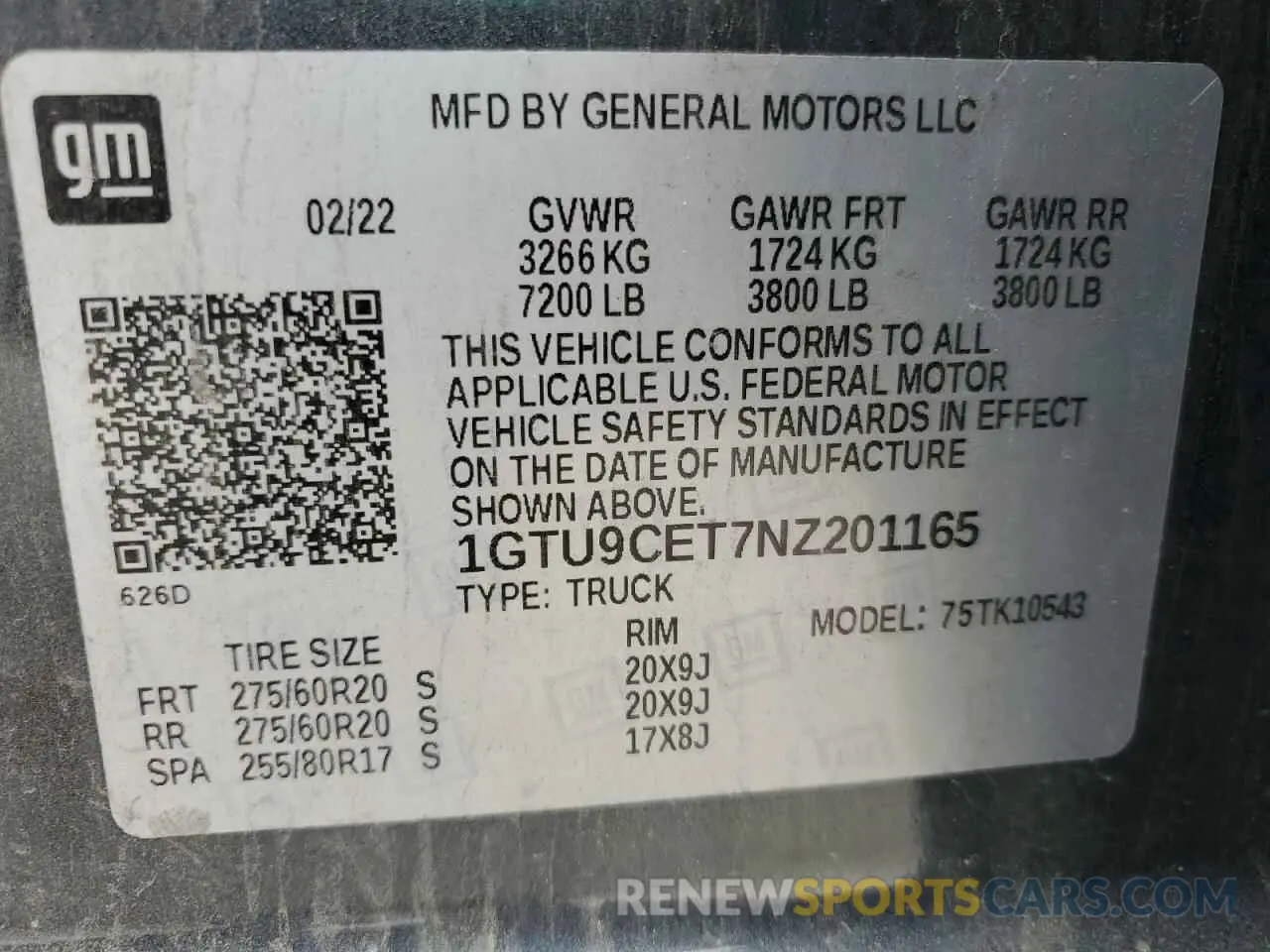 12 Photograph of a damaged car 1GTU9CET7NZ201165 GMC SIERRA 2022