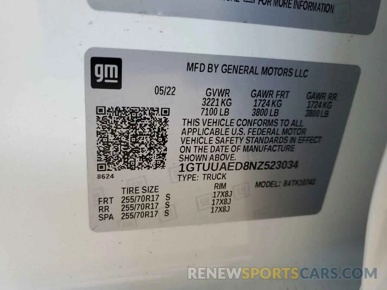12 Photograph of a damaged car 1GTUUAED8NZ523034 GMC SIERRA 2022