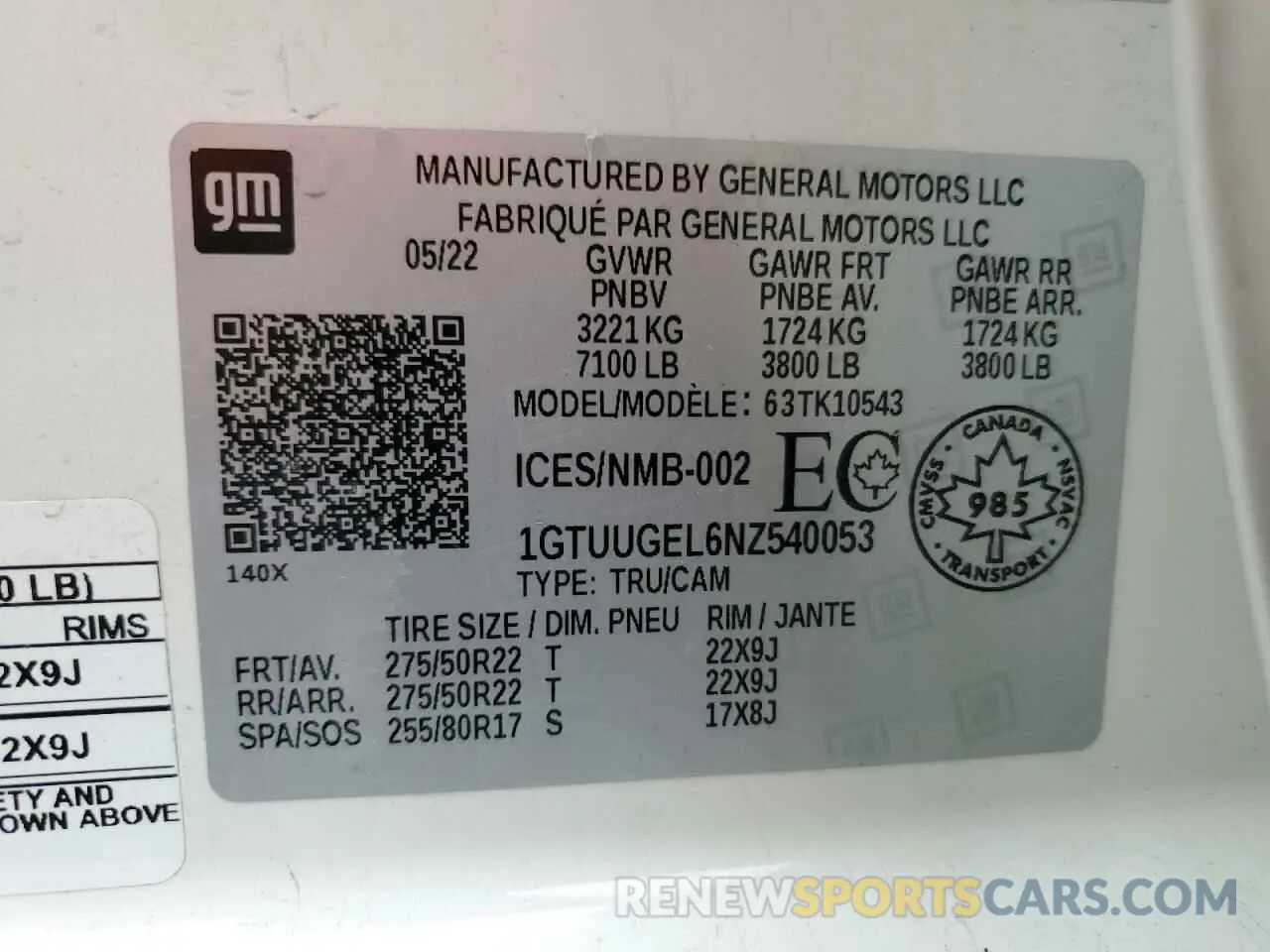 12 Photograph of a damaged car 1GTUUGEL6NZ540053 GMC SIERRA 2022