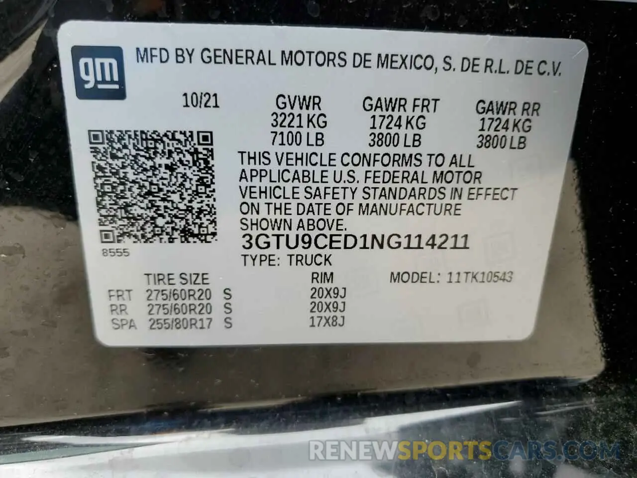 12 Photograph of a damaged car 3GTU9CED1NG114211 GMC SIERRA 2022