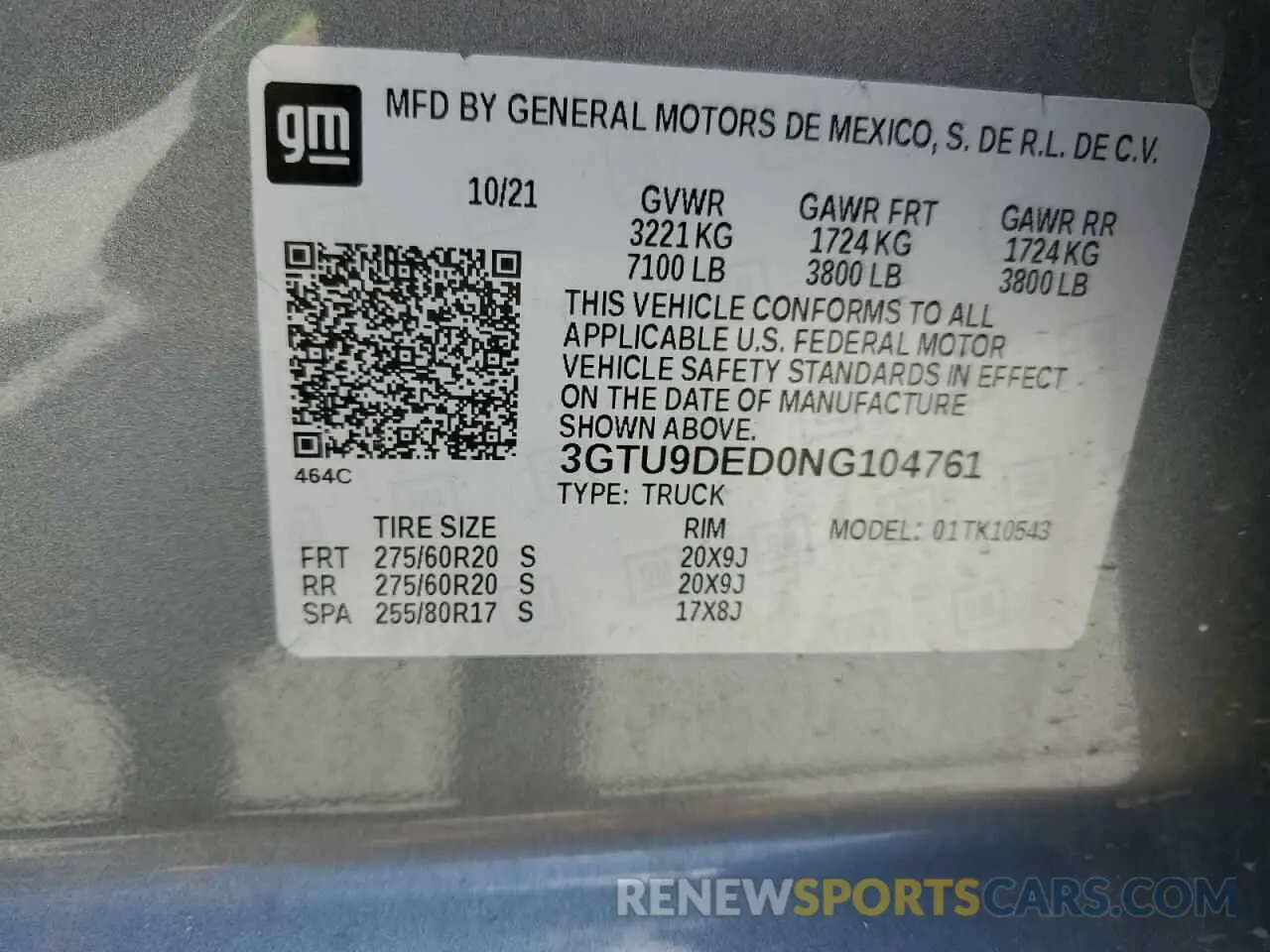 12 Photograph of a damaged car 3GTU9DED0NG104761 GMC SIERRA 2022