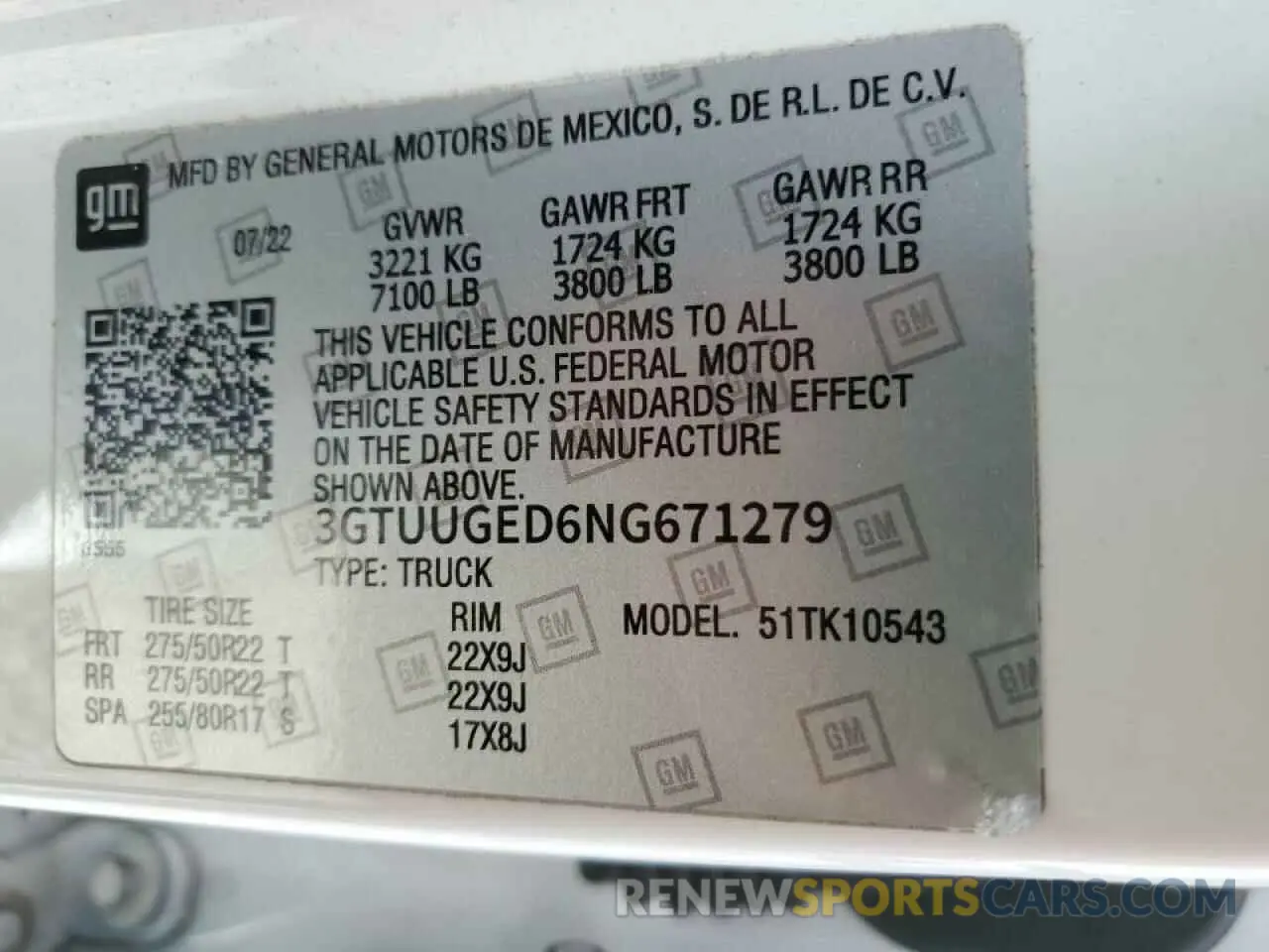 14 Photograph of a damaged car 3GTU9FEL9NG158840 GMC SIERRA 2022