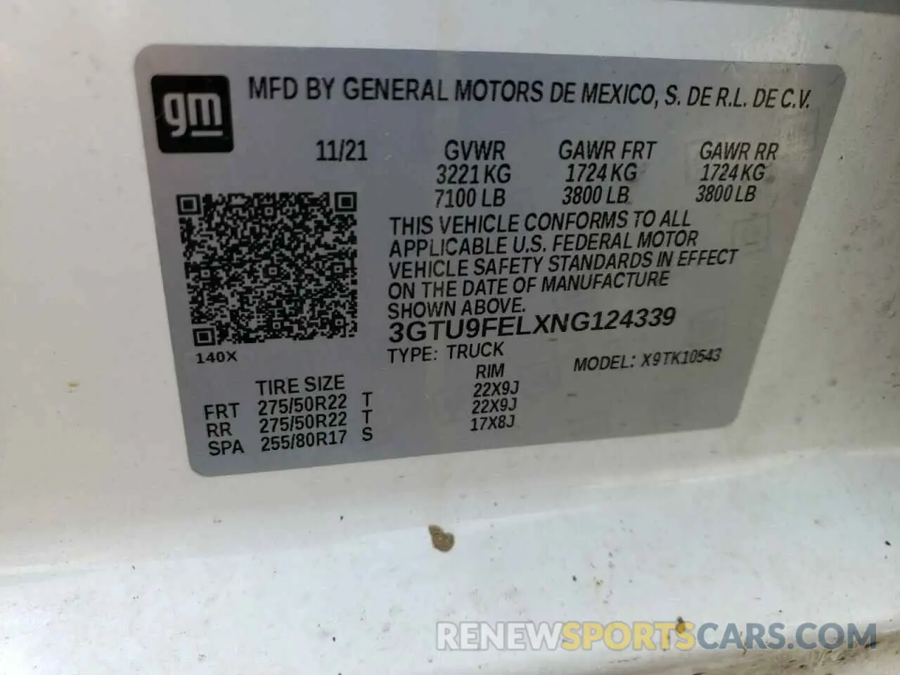 14 Photograph of a damaged car 3GTU9FELXNG124339 GMC SIERRA 2022