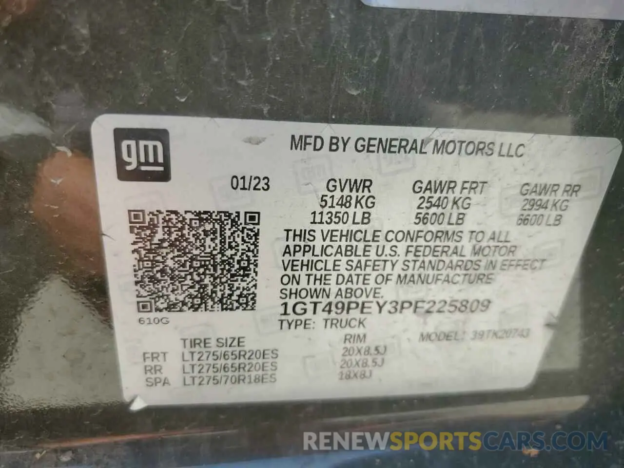12 Photograph of a damaged car 1GT49PEY3PF225809 GMC SIERRA 2023