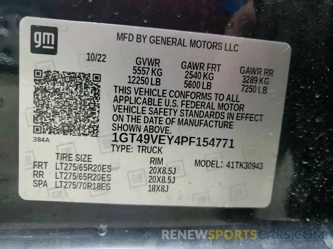 12 Photograph of a damaged car 1GT49VEY4PF154771 GMC SIERRA 2023