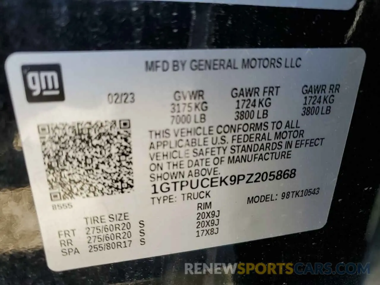 13 Photograph of a damaged car 1GTPUCEK9PZ205868 GMC SIERRA 2023