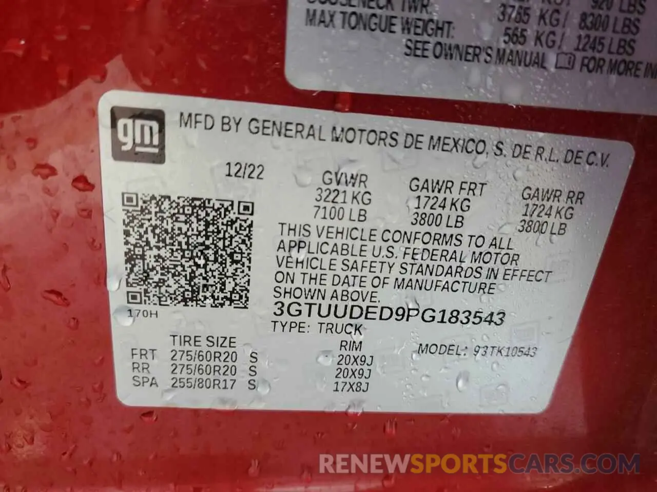 12 Photograph of a damaged car 3GTUUDED9PG183543 GMC SIERRA 2023