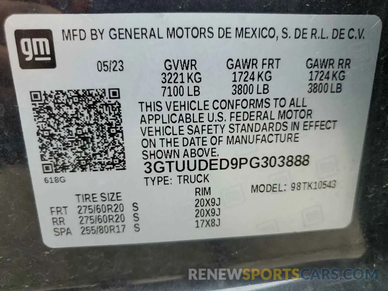 12 Photograph of a damaged car 3GTUUDED9PG303888 GMC SIERRA 2023