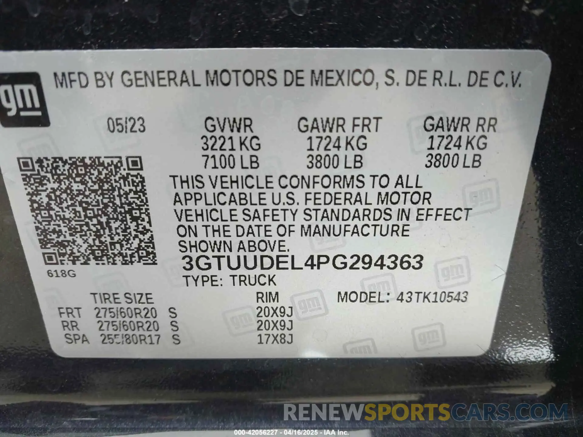 9 Photograph of a damaged car 3GTUUDEL4PG294363 GMC SIERRA 2023