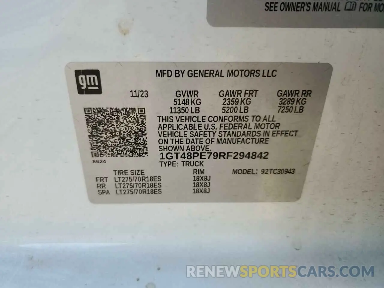 12 Photograph of a damaged car 1GT48PE79RF294842 GMC SIERRA 2024