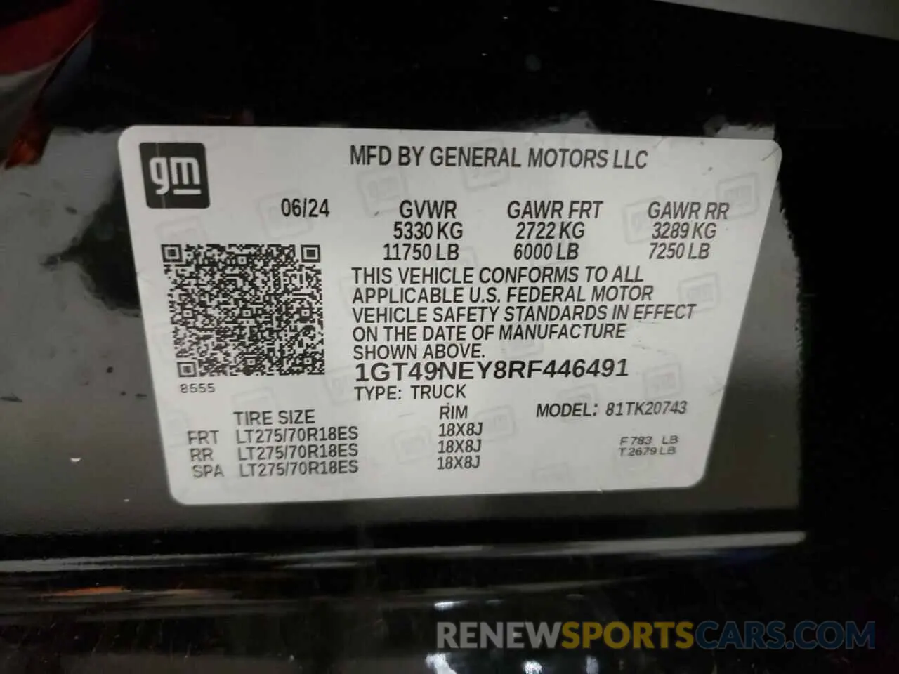 14 Photograph of a damaged car 1GT49NEY8RF446491 GMC SIERRA 2024