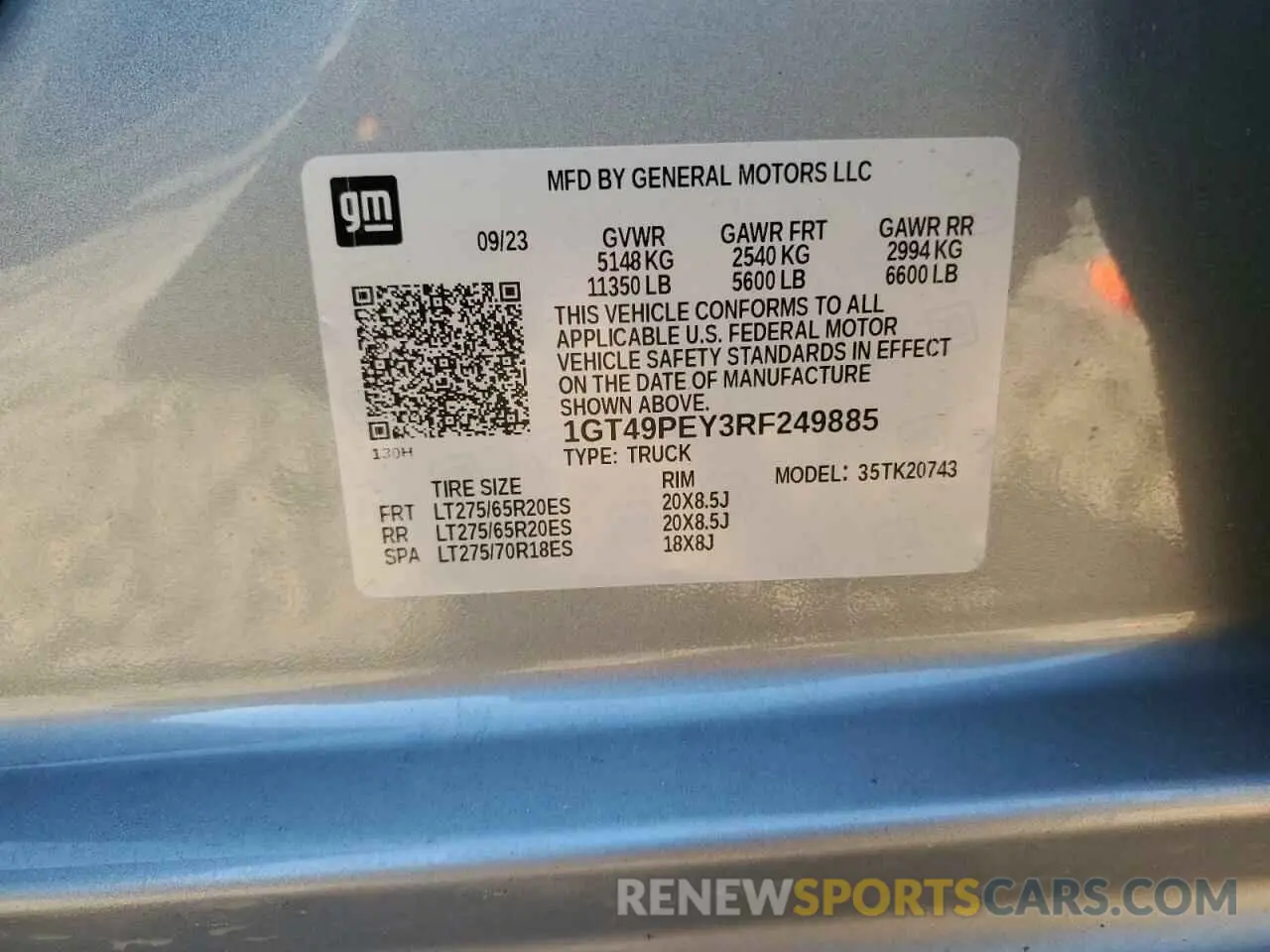 14 Photograph of a damaged car 1GT49PEY3RF249885 GMC SIERRA 2024