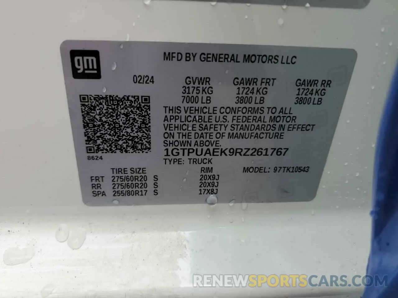 13 Photograph of a damaged car 1GTPUAEK9RZ261767 GMC SIERRA 2024