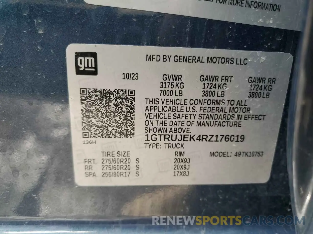 12 Photograph of a damaged car 1GTRUJEK4RZ176019 GMC SIERRA 2024
