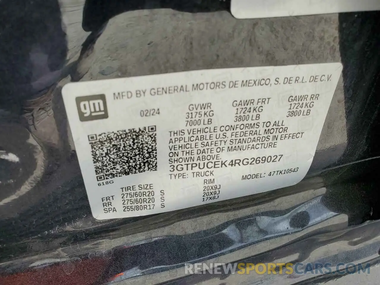 12 Photograph of a damaged car 3GTPUCEK4RG269027 GMC SIERRA 2024