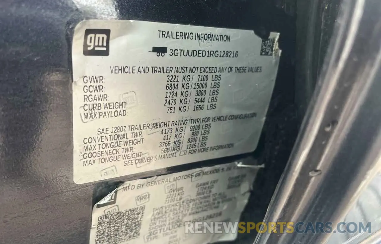 10 Photograph of a damaged car 3GTUUDED1RG128216 GMC SIERRA 2024
