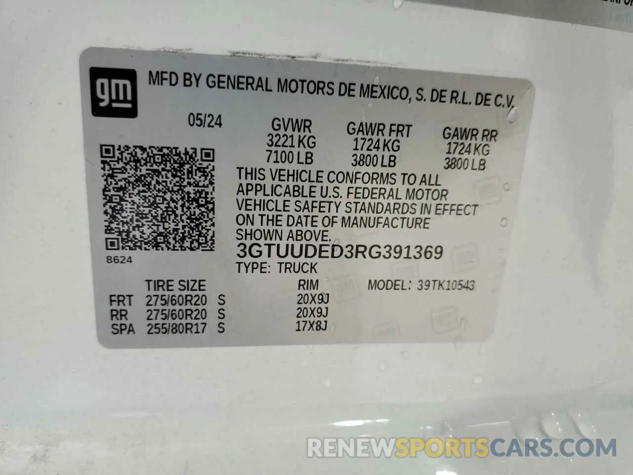 12 Photograph of a damaged car 3GTUUDED3RG391369 GMC SIERRA 2024