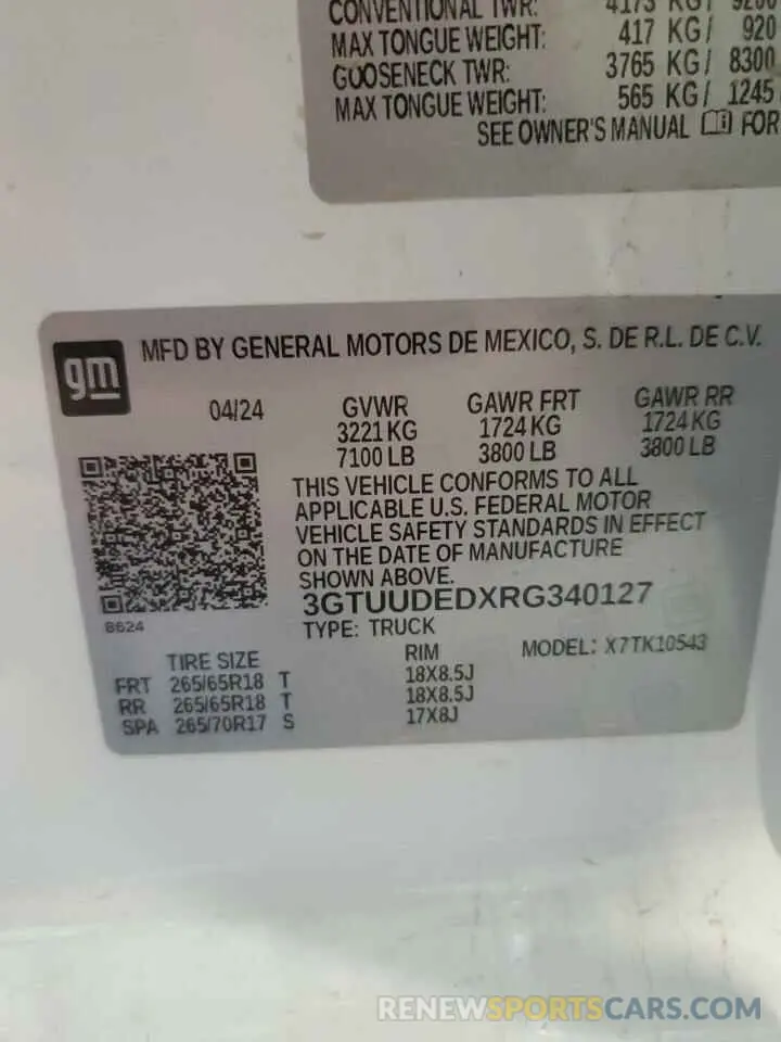 12 Photograph of a damaged car 3GTUUDEDXRG340127 GMC SIERRA 2024