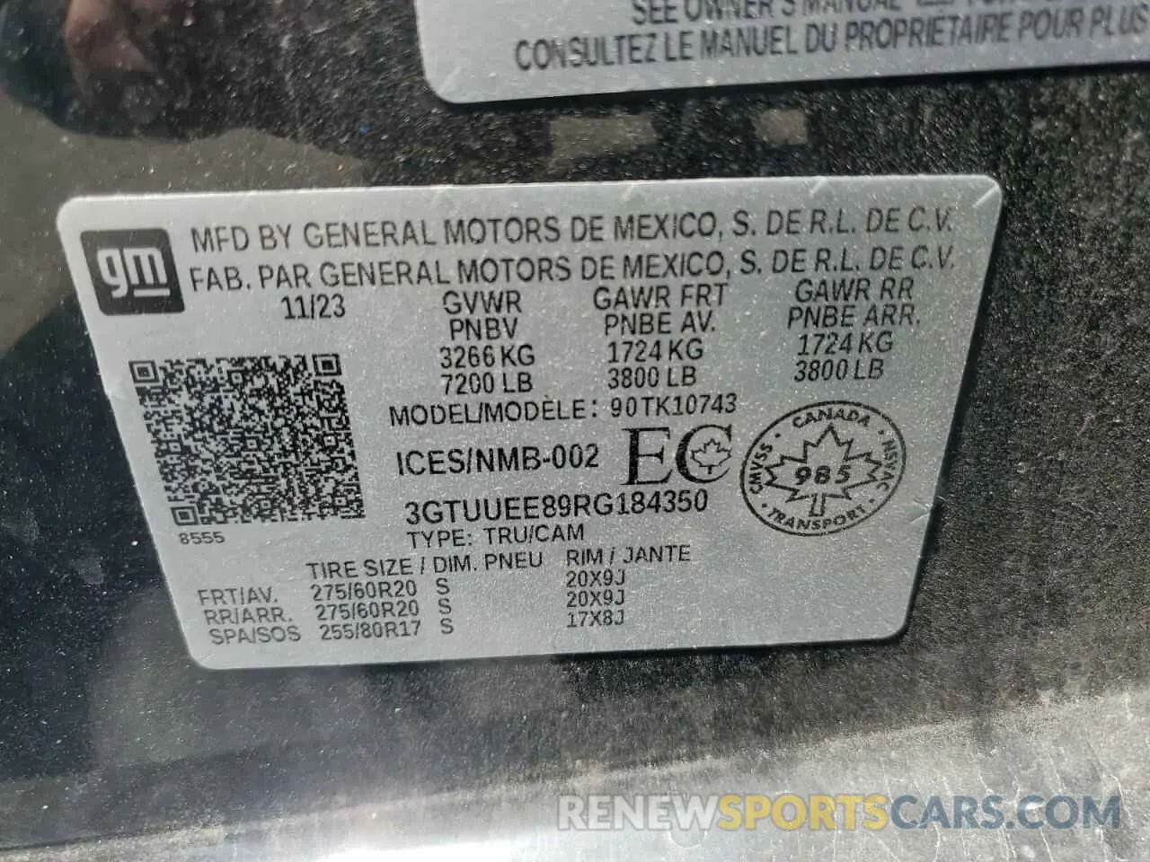 12 Photograph of a damaged car 3GTUUEE89RG184350 GMC SIERRA 2024