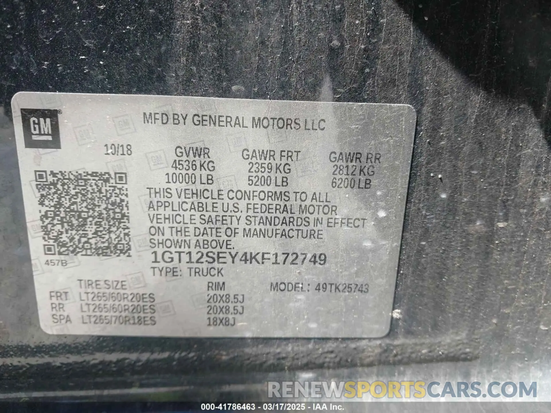9 Photograph of a damaged car 1GT12SEY4KF172749 GMC SIERRA 2500HD 2019