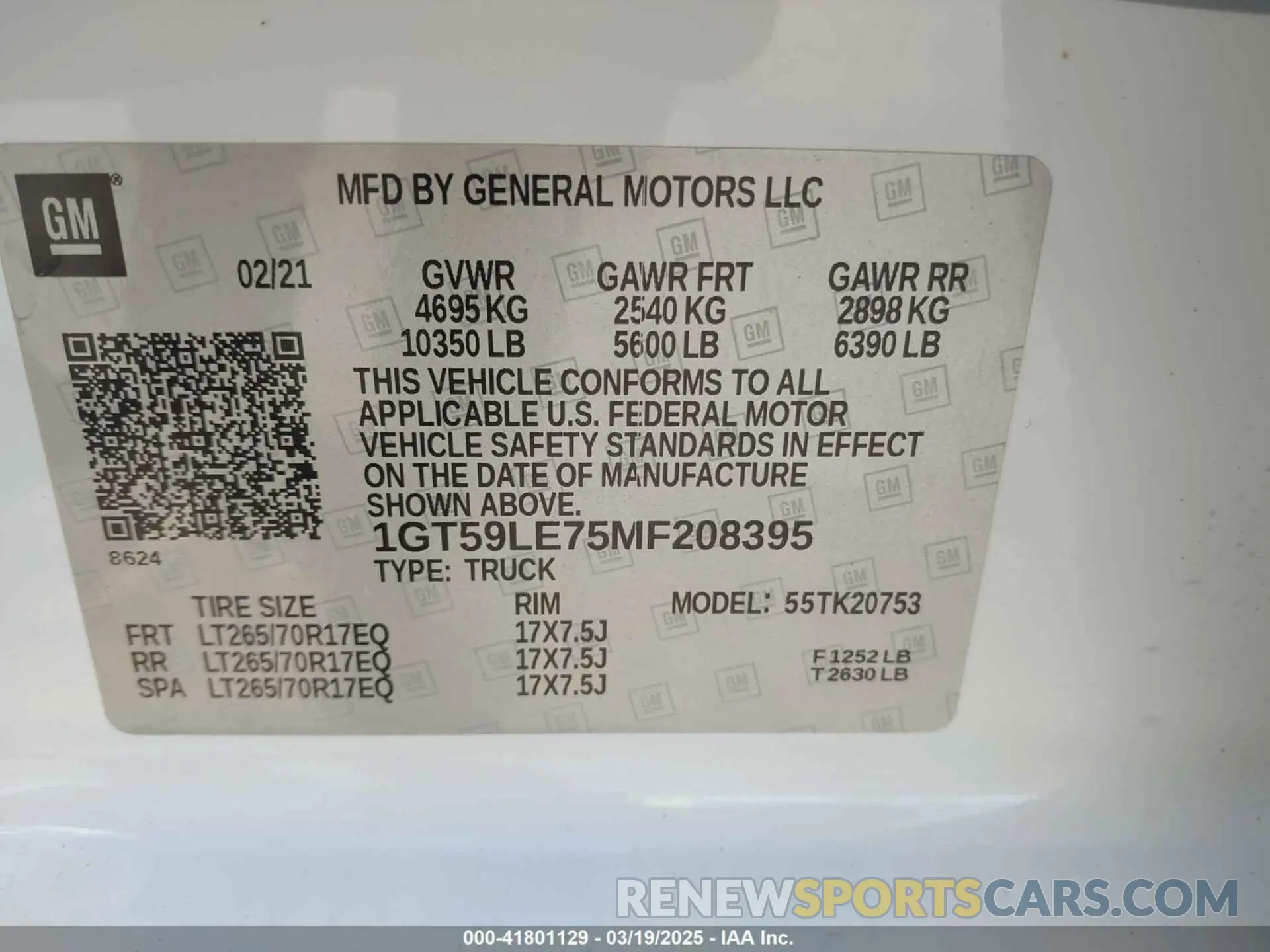 8 Photograph of a damaged car 1GT59LE75MF208395 GMC SIERRA 2500HD 2021