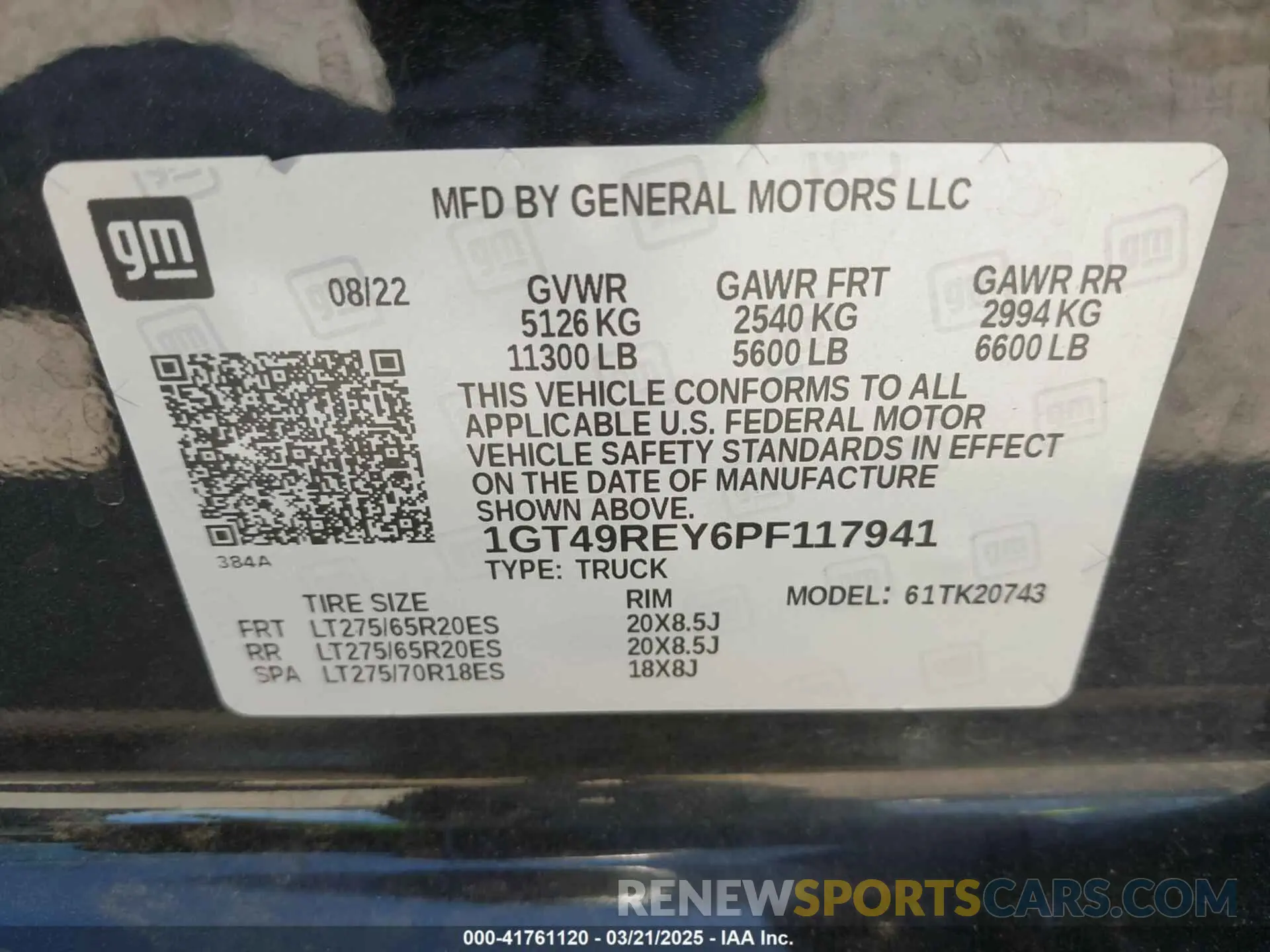 8 Photograph of a damaged car 1GT49REY6PF117941 GMC SIERRA 2500HD 2023