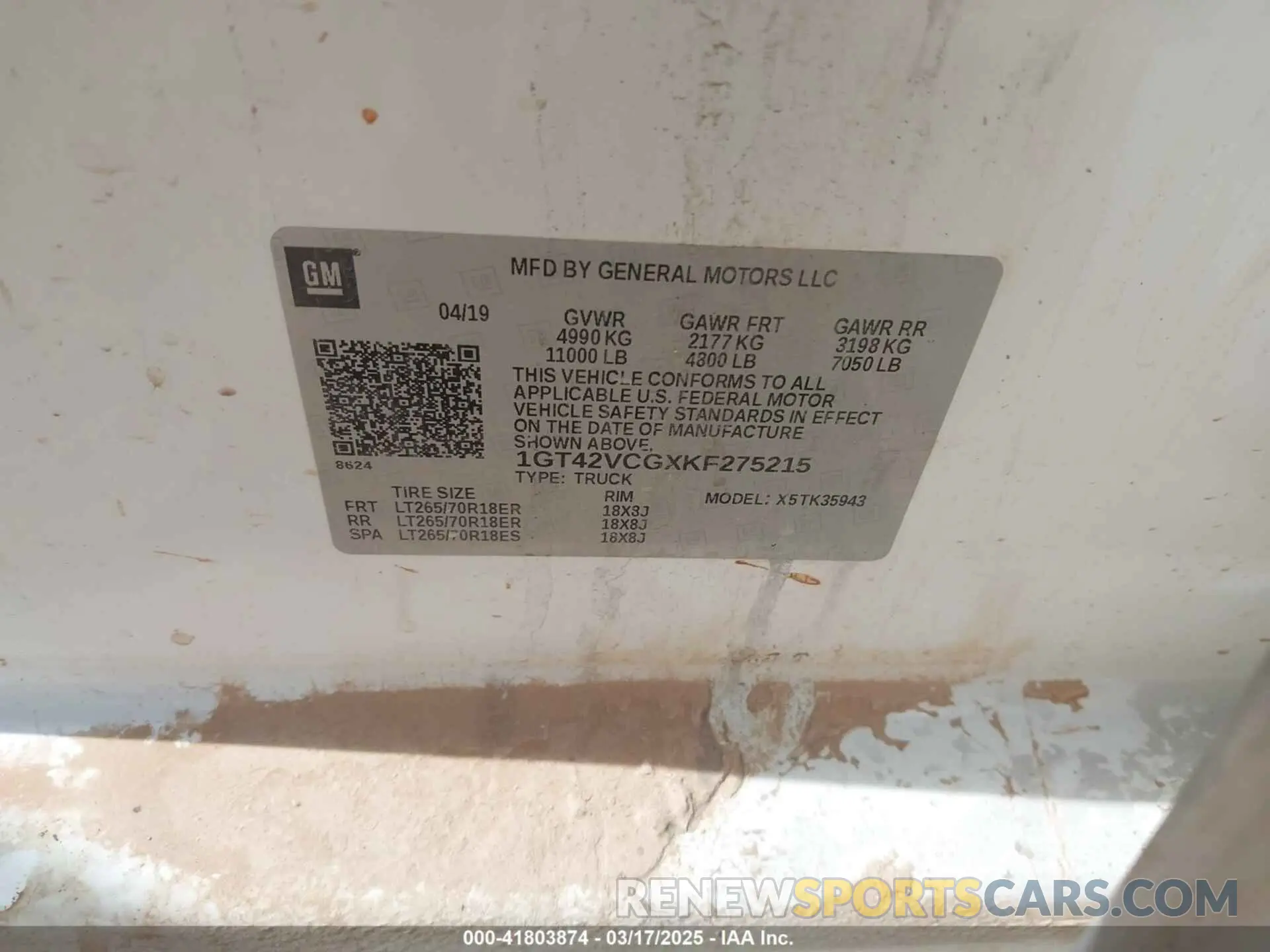 9 Photograph of a damaged car 1GT42VCGXKF275215 GMC SIERRA 3500HD 2019