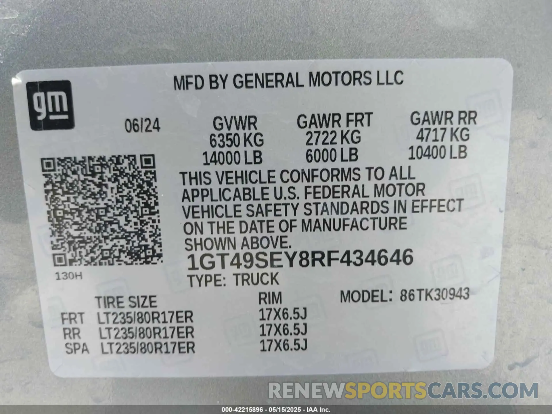 9 Photograph of a damaged car 1GT49SEY8RF434646 GMC SIERRA 3500HD 2024