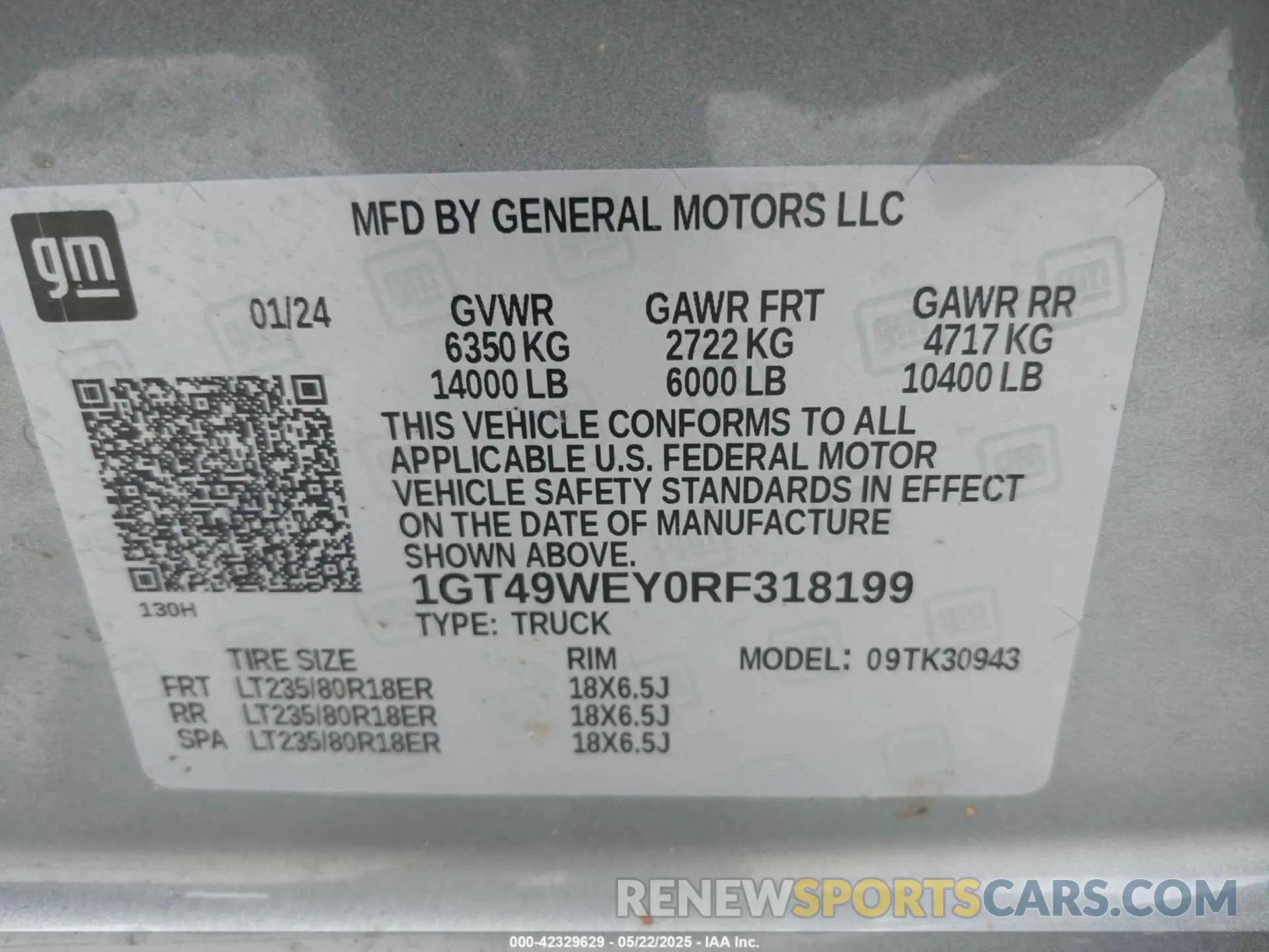 9 Photograph of a damaged car 1GT49WEY0RF318199 GMC SIERRA 3500HD 2024