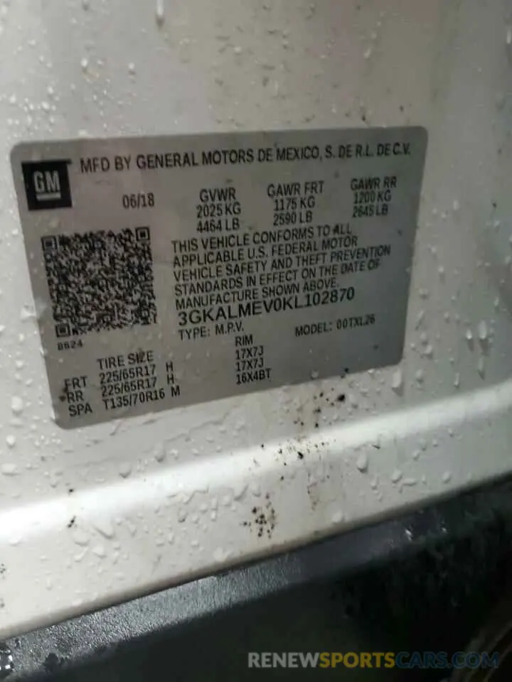 14 Photograph of a damaged car 3GKALMEV0KL102870 GMC TERRAIN 2019