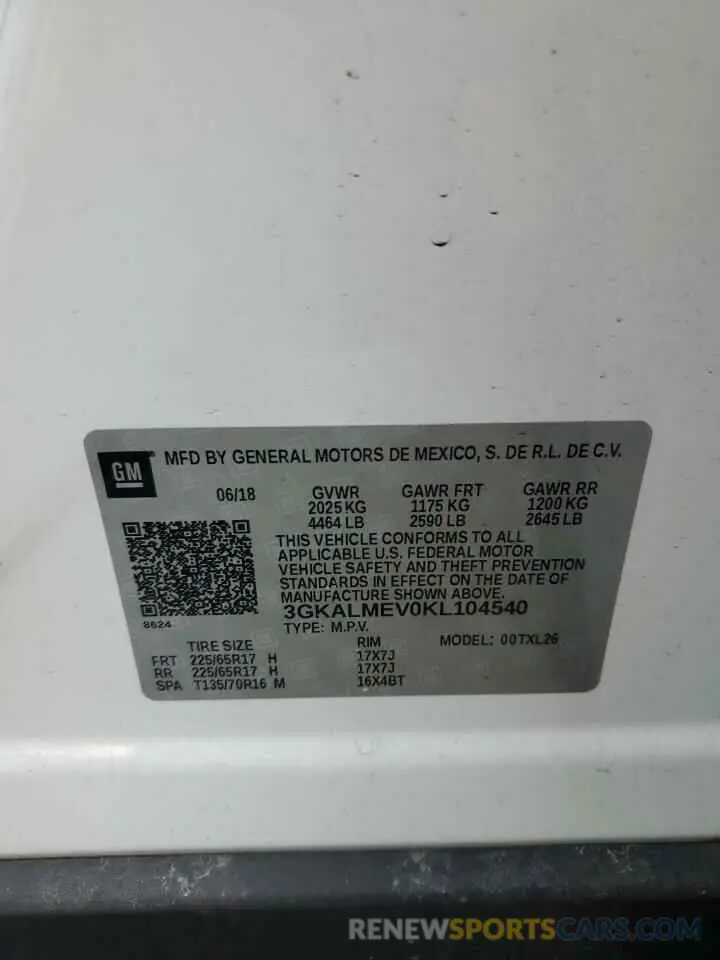 12 Photograph of a damaged car 3GKALMEV0KL104540 GMC TERRAIN 2019