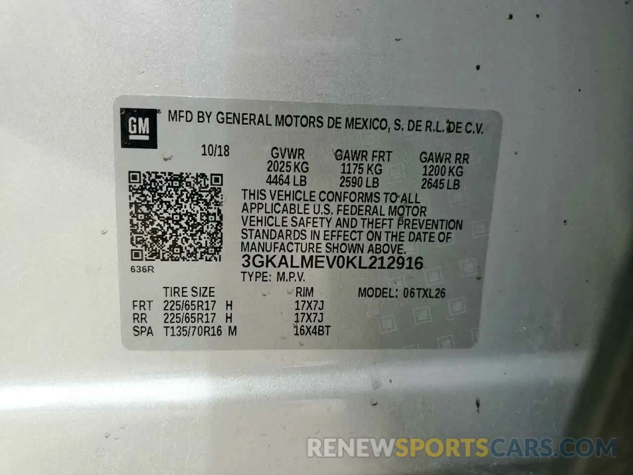 13 Photograph of a damaged car 3GKALMEV0KL212916 GMC TERRAIN 2019