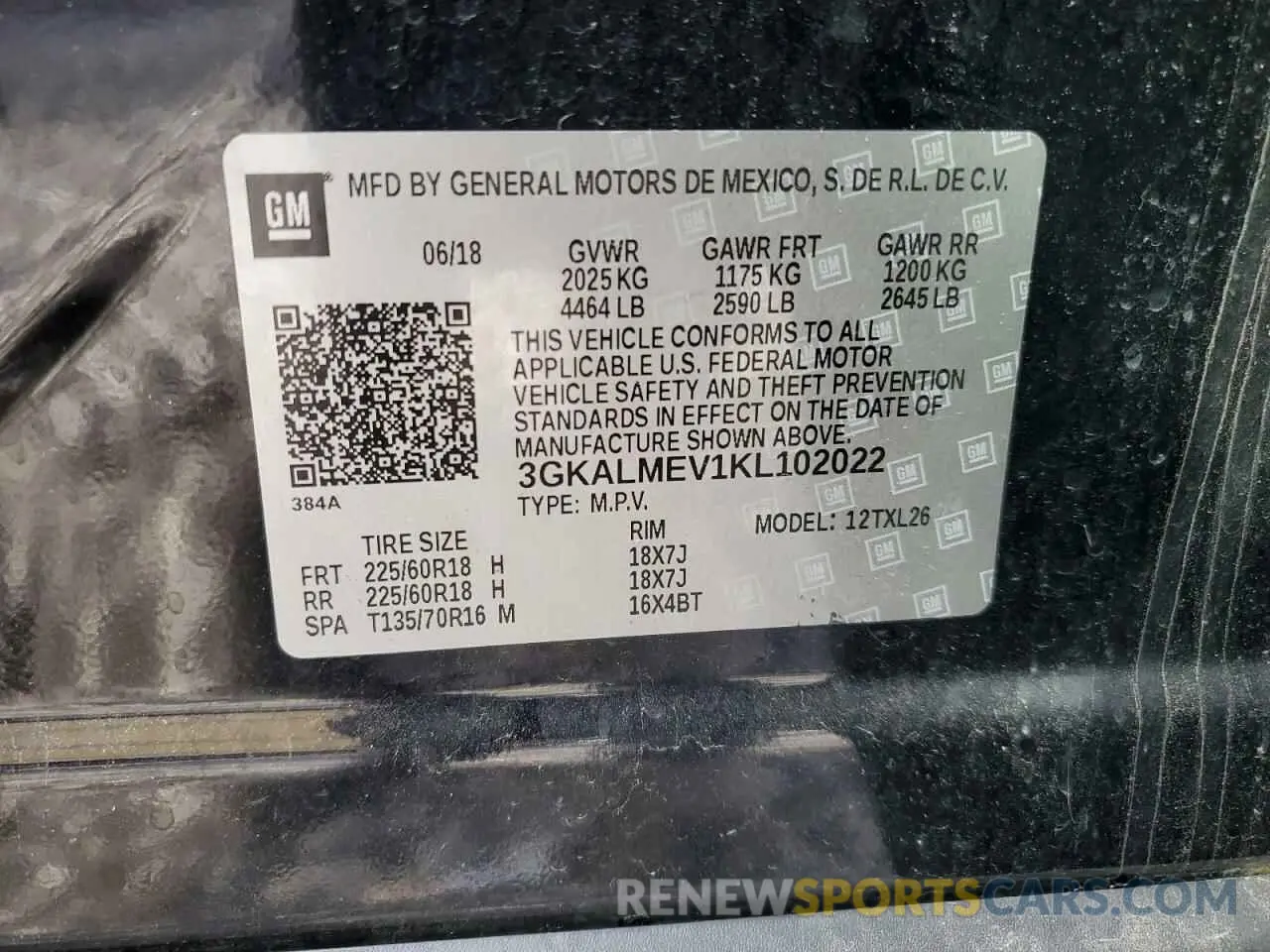 12 Photograph of a damaged car 3GKALMEV1KL102022 GMC TERRAIN 2019