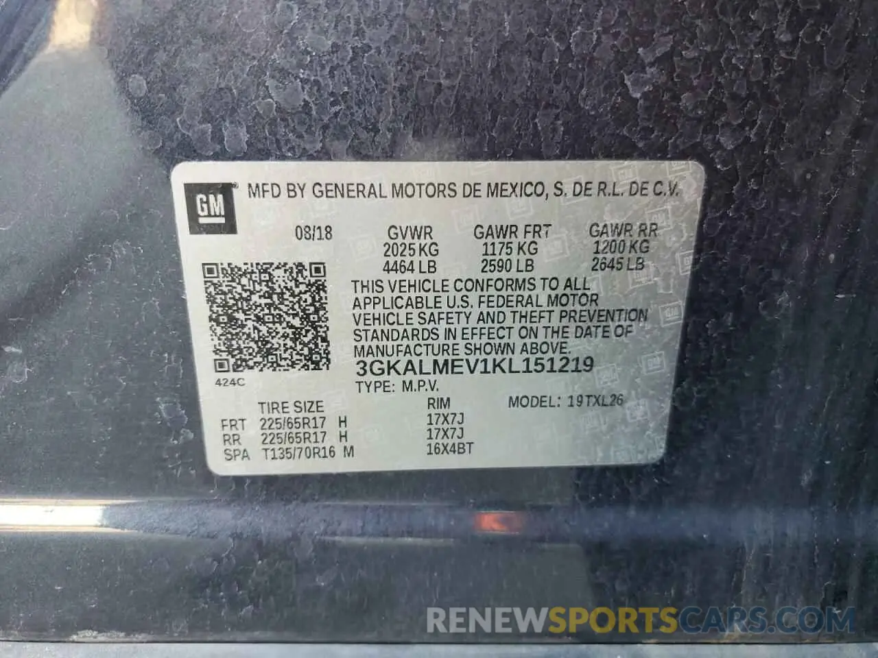 13 Photograph of a damaged car 3GKALMEV1KL151219 GMC TERRAIN 2019
