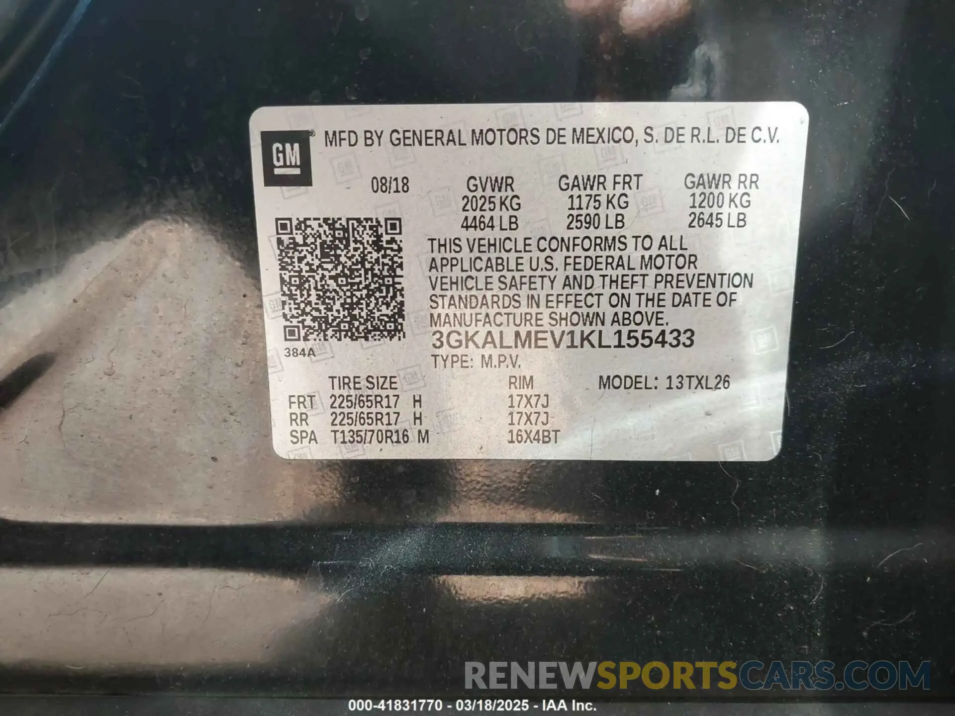 9 Photograph of a damaged car 3GKALMEV1KL155433 GMC TERRAIN 2019