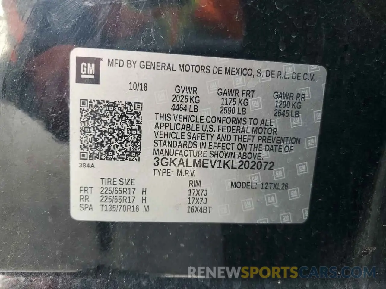 13 Photograph of a damaged car 3GKALMEV1KL202072 GMC TERRAIN 2019