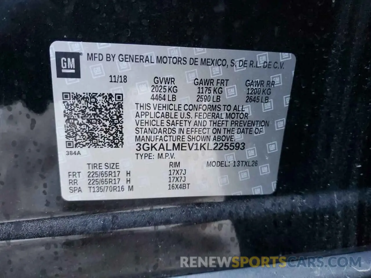 13 Photograph of a damaged car 3GKALMEV1KL225593 GMC TERRAIN 2019