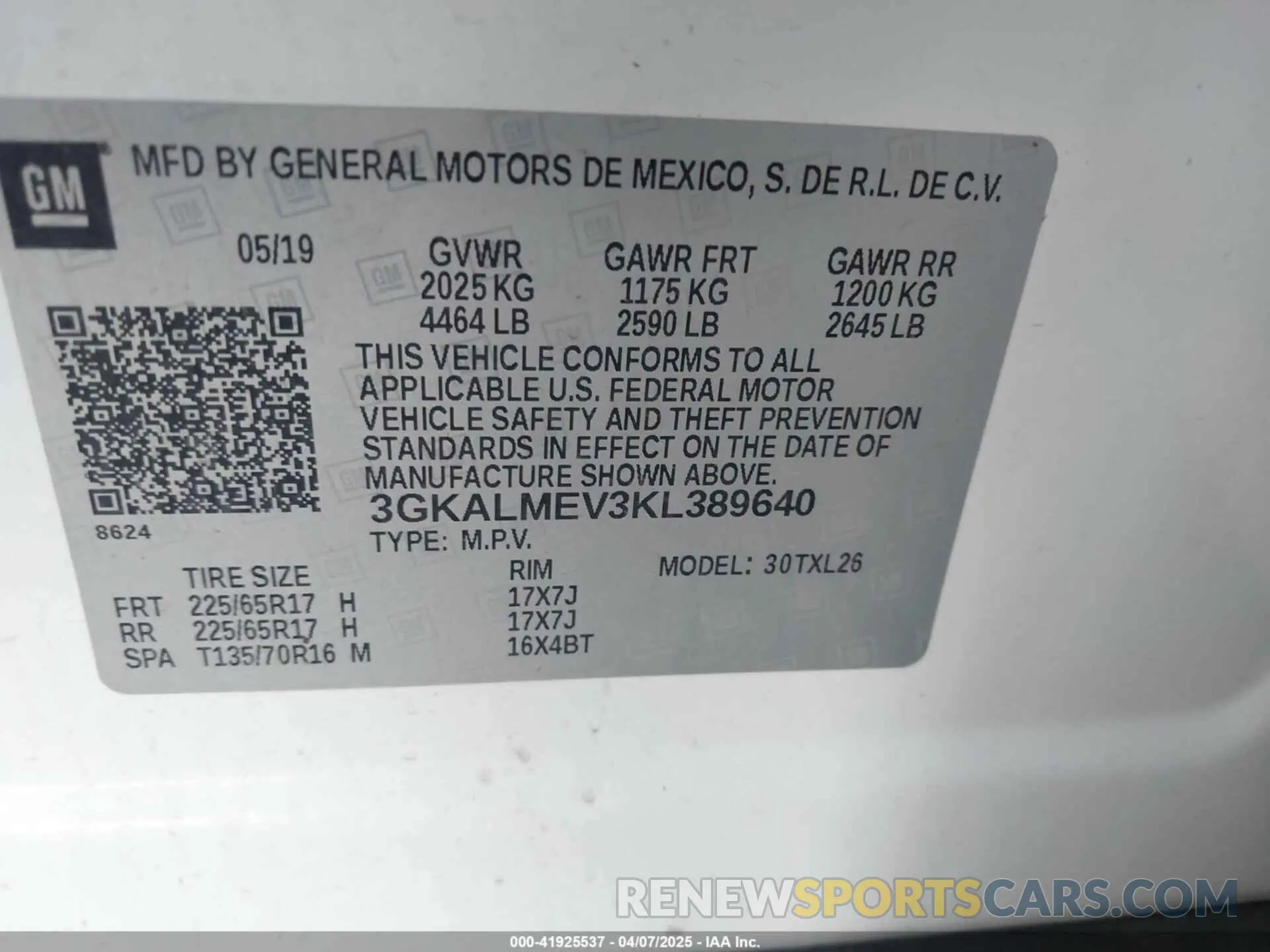9 Photograph of a damaged car 3GKALMEV3KL389640 GMC TERRAIN 2019